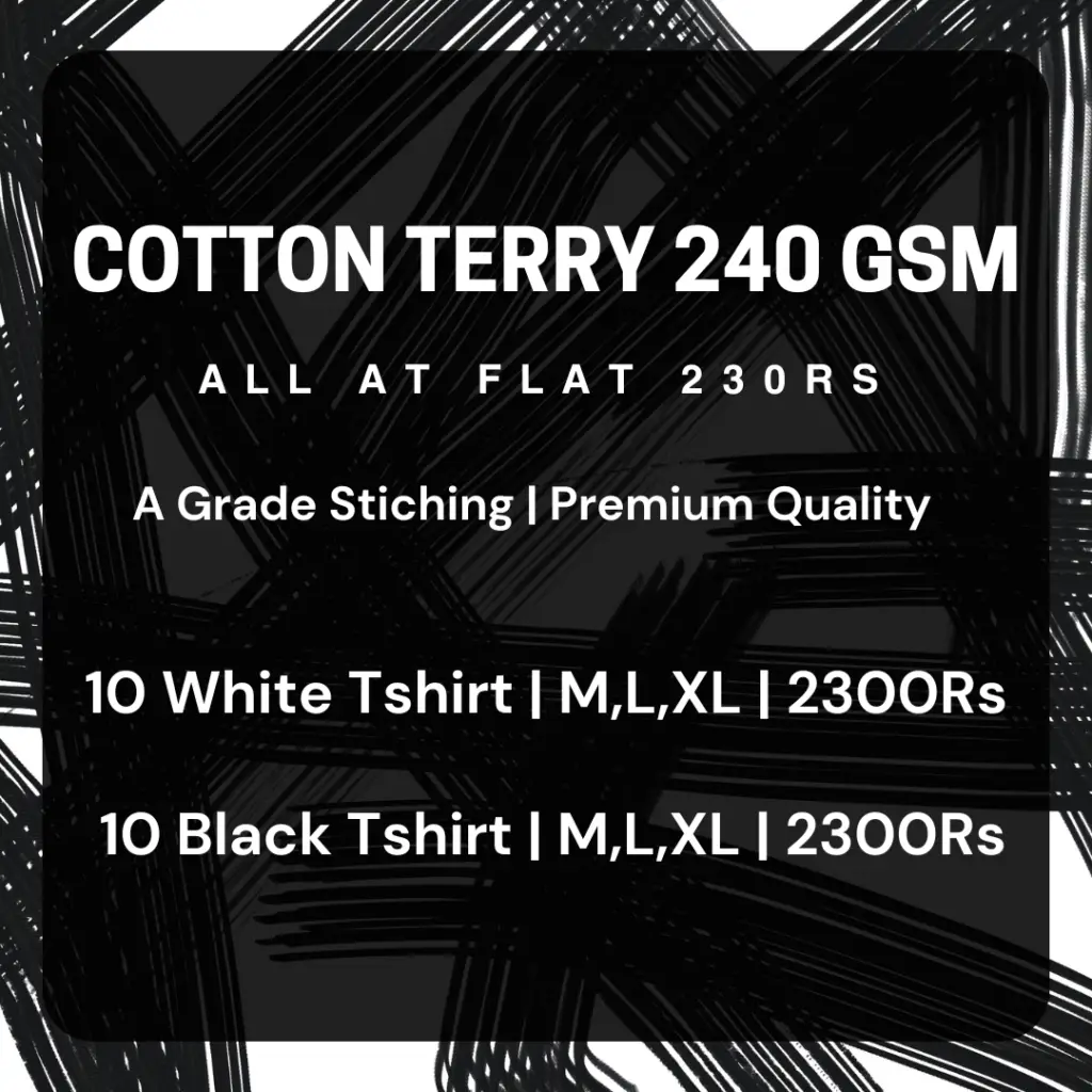 DTF HUB | Cotton Terry 240 gsm Tshirt info sheet