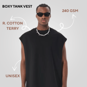 boxy tank vest | saiyara vest | dtf hub | sinvats apparels | half sleeves vest